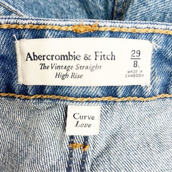 Abercrombie & Fitch Vintage Straight High Rise Jeans Size 29 Curve Love Raw Hem - Picture 7 of 11
